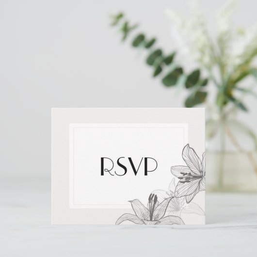 Klassiek geïllustreerd Floral Lilies RSVP Briefkaa Uitnodiging Briefkaart (Staand voorkant)