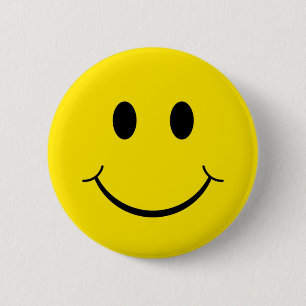 Klassiek gele gelukkig gezicht uit de jaren 70 ronde button 5,7 cm