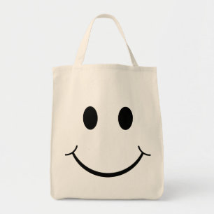 Klassiek gele gelukkig gezicht uit de jaren 70 tote bag
