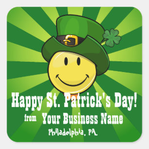 Klassiek gelukkig gezicht met een Iers Pet Leprech Vierkante Sticker