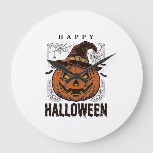 Klassiek Gelukkig Halloween Pompoen Gravure Ontwer Grote Klok