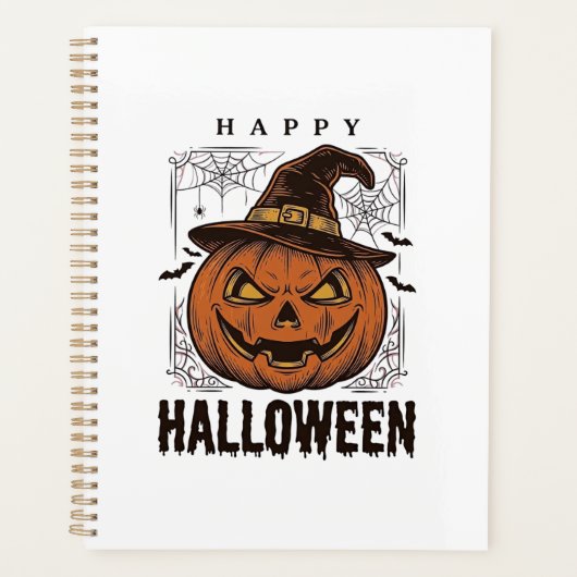 Klassiek Gelukkig Halloween Pompoen Gravure Ontwer Planner (Voorkant)