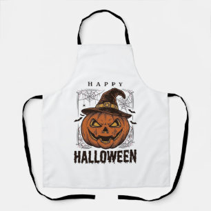 Klassiek Gelukkig Halloween Pompoen Gravure Ontwer Schort