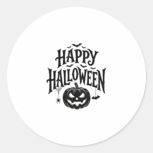 Klassiek Gelukkig Halloween Pompoen Vleermuis Shir Ronde Sticker