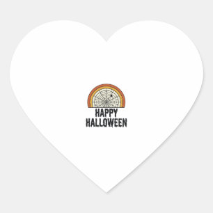 Klassiek Gelukkig Halloween Spinnenweb Vectorontwe Hart Sticker