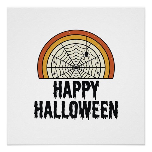 Klassiek Gelukkig Halloween Spinnenweb Vectorontwe Perfect Poster (Voorkant)