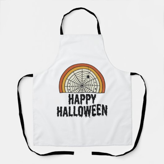 Klassiek Gelukkig Halloween Spinnenweb Vectorontwe Schort (Voorkant)