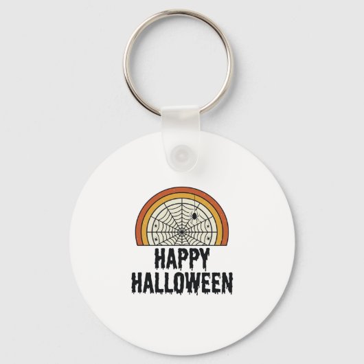 Klassiek Gelukkig Halloween Spinnenweb Vectorontwe Sleutelhanger (Voorkant)
