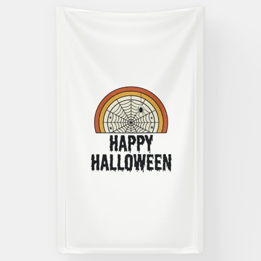 Klassiek Gelukkig Halloween Spinnenweb Vectorontwe Spandoek (Verticaal)