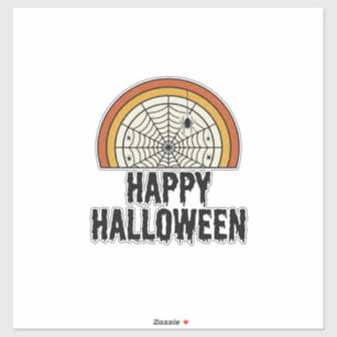 Klassiek Gelukkig Halloween Spinnenweb Vectorontwe Sticker