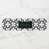 Klassiek Geo patroon zwart en wit gepersonaliseerd Waterfles Etiket (Enkel label)