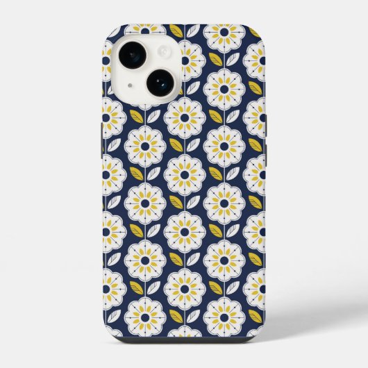 Klassiek geometrisch bloemmotief iPhone hoesje (Achterkant)
