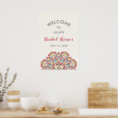 Klassiek Geometrisch Mandala Patroon Bruidsdouche Poster (Keuken)