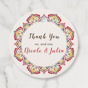 Klassiek geometrisch mandala patroon bruiloft bedankjes labels