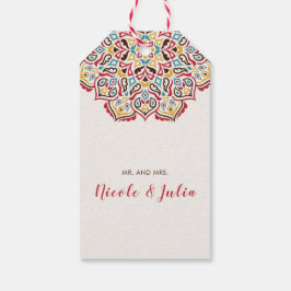 Klassiek geometrisch mandala patroon bruiloft cadeaulabel