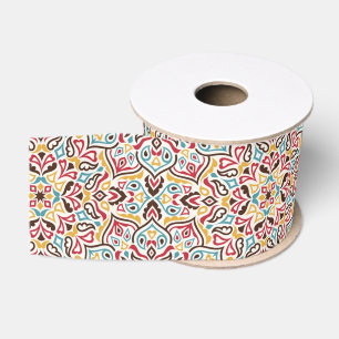 Klassiek geometrisch mandala patroon bruiloft grosgrain lint