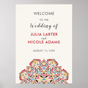 Klassiek geometrisch mandala patroon bruiloft poster