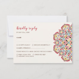 Klassiek geometrisch mandala patroon bruiloft RSVP kaartje