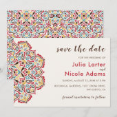 Klassiek geometrisch mandala patroon bruiloft save the date (Voorkant / Achterkant)
