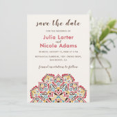 Klassiek geometrisch mandala patroon bruiloft save the date (Staand voorkant)