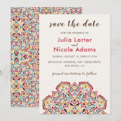 Klassiek geometrisch mandala patroon bruiloft save the date (Voorkant / Achterkant)