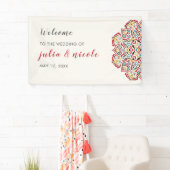 Klassiek geometrisch mandala-patroon bruiloft spandoek (Insitu)