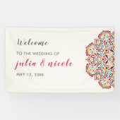 Klassiek geometrisch mandala-patroon bruiloft spandoek (Horizontaal)