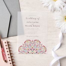Klassiek geometrisch mandala patroon bruiloft vellum uitnodigingen