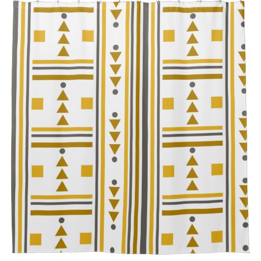 Klassiek geometrisch ontwerp | Schaduwen van Gouds Douchegordijn (Voorkant)
