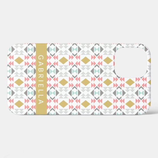 Klassiek geometrisch patroon in grijs gepersonalis Case-Mate iPhone case (Achterkant (horizontaal))