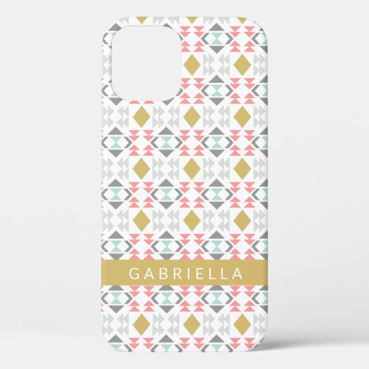 Klassiek geometrisch patroon in grijs gepersonalis Case-Mate iPhone case (Achterkant)