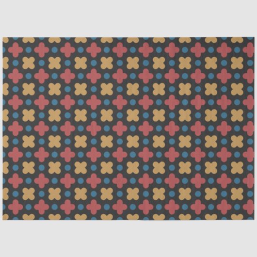 Klassiek Geometrisch Rood Geel Tissuepapier (Voorkant)