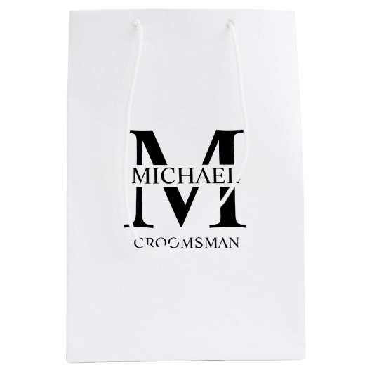 Klassiek gepersonaliseerd bruidsjonker monogram en medium cadeauzakje (Voorkant)