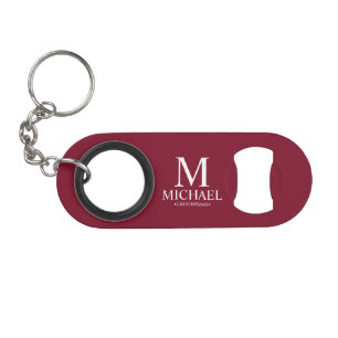 Klassiek gepersonaliseerd bruidsjonker monogram en mini flessenopener