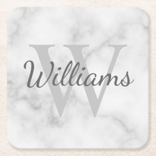 Klassiek gepersonaliseerd monogram en de Marmer va Kartonnen Onderzetters