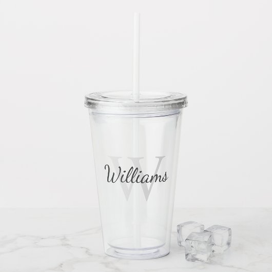 Klassiek gepersonaliseerd monogram en naam acryl drinkbeker