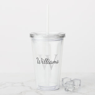 Klassiek gepersonaliseerd monogram en naam acryl drinkbeker