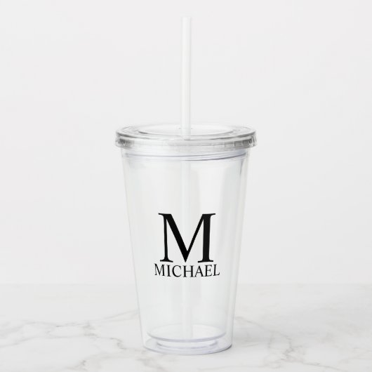 Klassiek gepersonaliseerd monogram en naam Acryltu Acryl Drinkbeker (Voorkant)