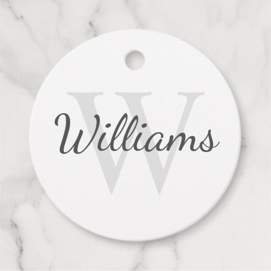 Klassiek gepersonaliseerd monogram en naam bedankjes labels (Voorkant)