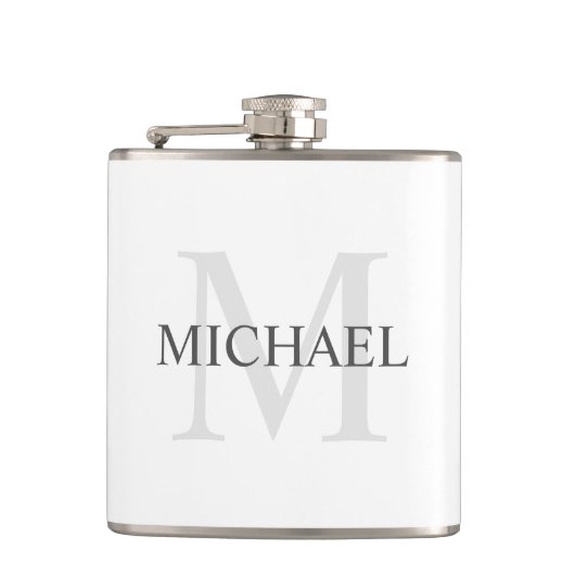 Klassiek gepersonaliseerd monogram en naam heupfles (Voorkant)
