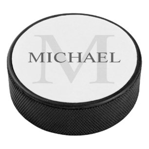 Klassiek gepersonaliseerd monogram en naam hockey puck
