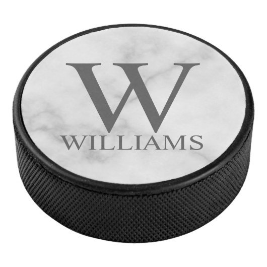 Klassiek gepersonaliseerd monogram en naam hockey puck (3/4)