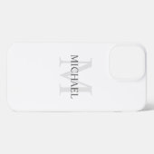 Klassiek gepersonaliseerd monogram en naam iPhone hoesje (Achterkant horizontaal)