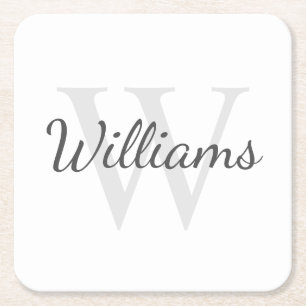 Klassiek gepersonaliseerd monogram en naam kartonnen onderzetters