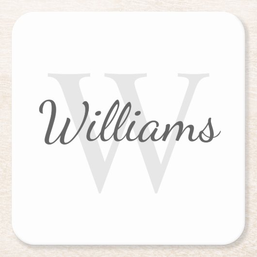 Klassiek gepersonaliseerd monogram en naam kartonnen onderzetters (Voorkant)