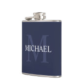 Klassiek gepersonaliseerd monogram en naam Navy Bl Heupfles (Links)