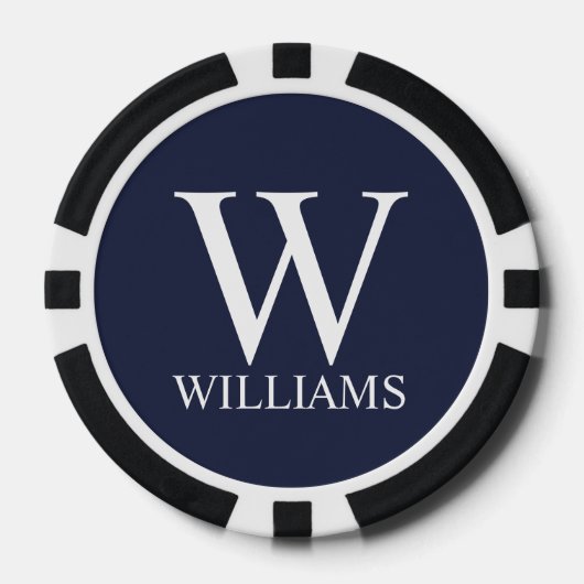 Klassiek gepersonaliseerd monogram en naam poker chips (Voorkant)