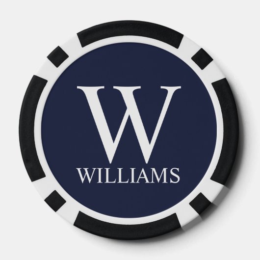 Klassiek gepersonaliseerd monogram en naam poker chips (Achterkant)