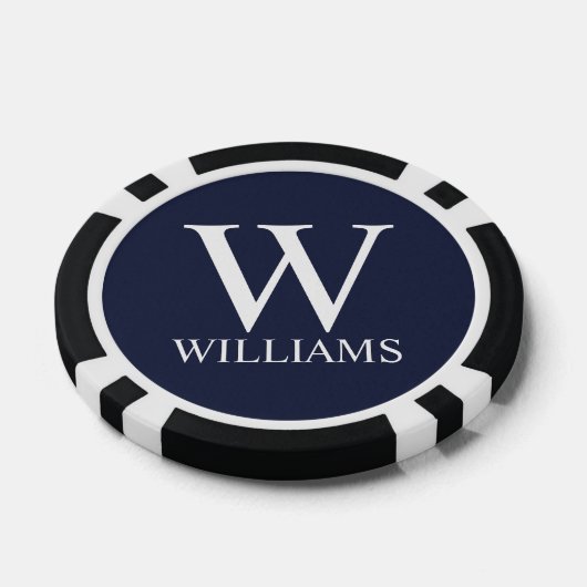 Klassiek gepersonaliseerd monogram en naam poker chips (Enkel)