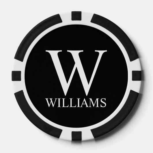Klassiek gepersonaliseerd monogram en naam poker chips (Voorkant)
